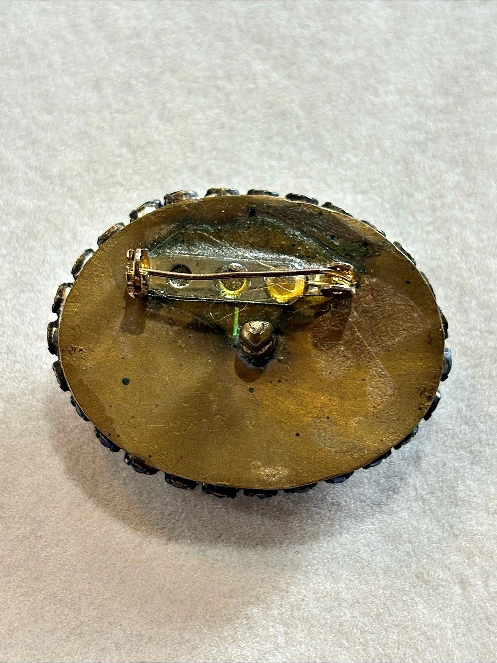 Blue & Gold Rhinestone Brooch - Picture 2 of 2